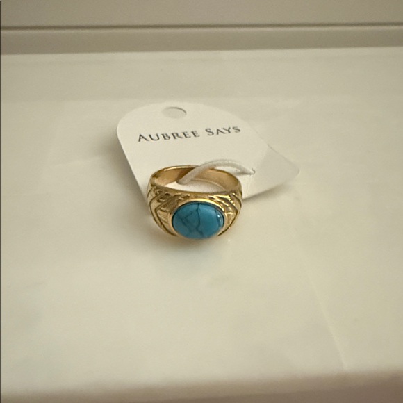 TURQUOISE STONE GOLD RING - Picture 3 of 4